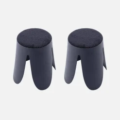 Taburete apilable con asiento texturado, set de 2