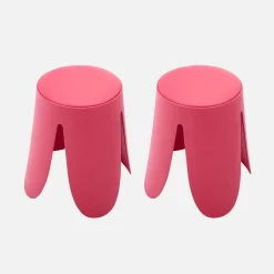Taburete apilable cuero sintético, set de 2