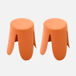 Taburete apilable cuero sintético, set de 2