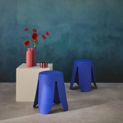 Taburete apilable cuero sintético, set de 2