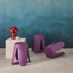 Taburete apilable polipiel, set de 4