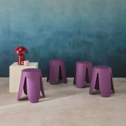 Taburete apilable polipiel, set de 4