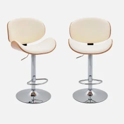 Taburete de bar ajustable curvado en polipiel, set de 2
