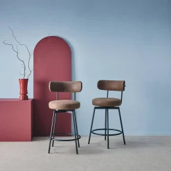 Taburete de bar asiento giratorio metal y polipiel, set de 2