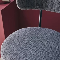 Taburete de bar asiento giratorio metal y tela simple, set de 2