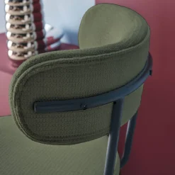 Taburete de bar asiento giratorio metal y tela simple, set de 2