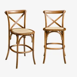 Taburete de bar bistró vintage de madera, set de 2