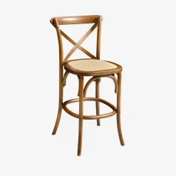 Taburete de bar bistró vintage de madera, set de 2