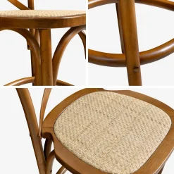 Taburete de bar bistró vintage de madera, set de 2