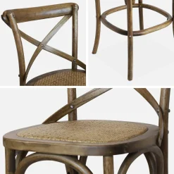 Taburete de bar bistró vintage de madera, set de 2