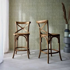 Taburete de bar bistró vintage de madera, set de 2
