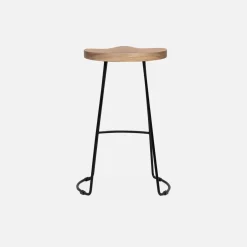 Taburete de bar de madera y acero, set de 2