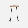 Taburete de bar de madera de mango y acero, 65cm, set de 4