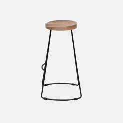 Taburete de bar de madera de mango y acero, 65cm, set de 4