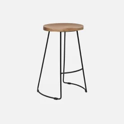 Taburete de bar de madera de mango y acero, 65cm, set de 4