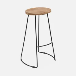 Taburete de bar de madera y acero, set de 2