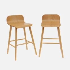 Taburete de bar escandinavo de madera de hevea 67,5cm, set de 2
