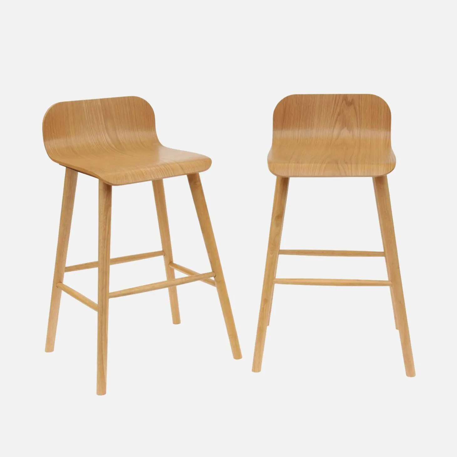 Taburete de bar escandinavo de madera de hevea 67,5cm, set de 2