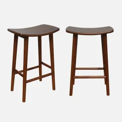 Taburete de bar vintage de madera de caucho, set de 2