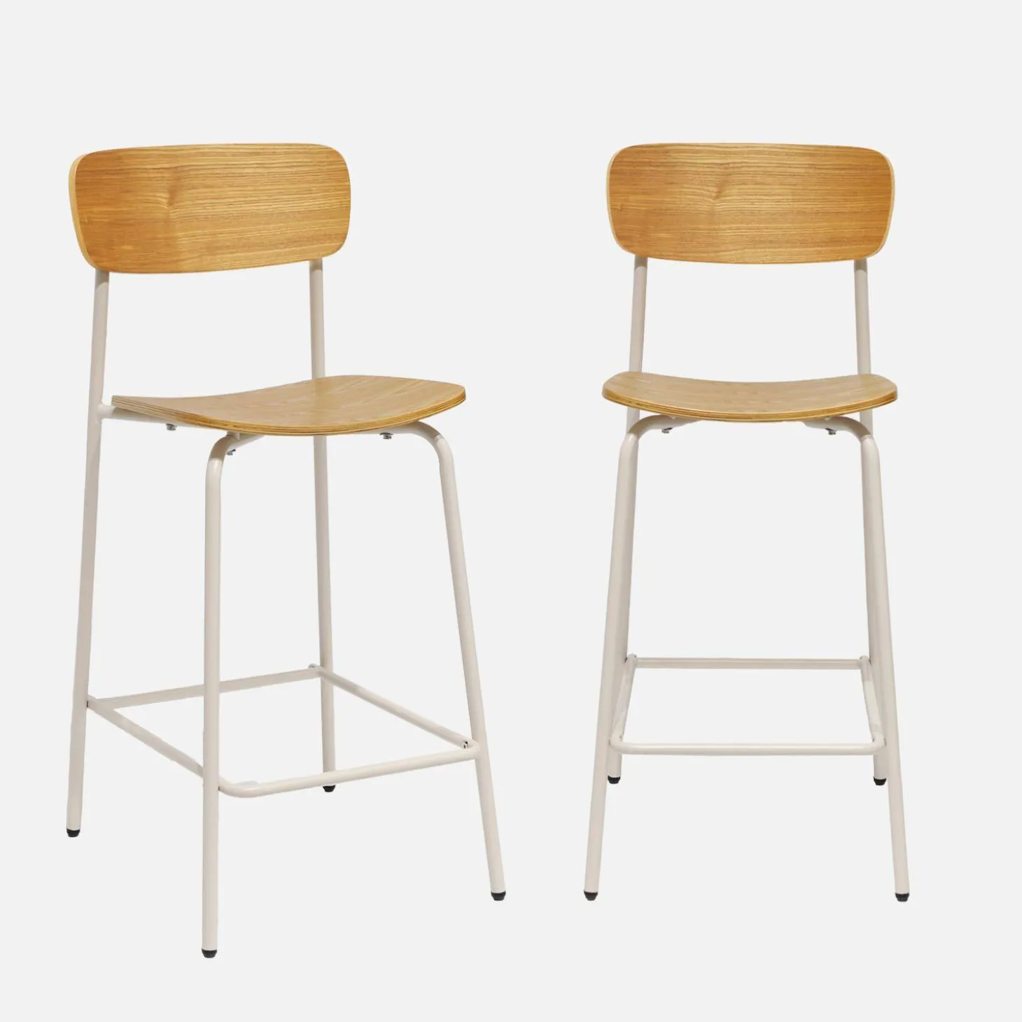 Taburete de bar vintage metal y contrachapado, set de 2