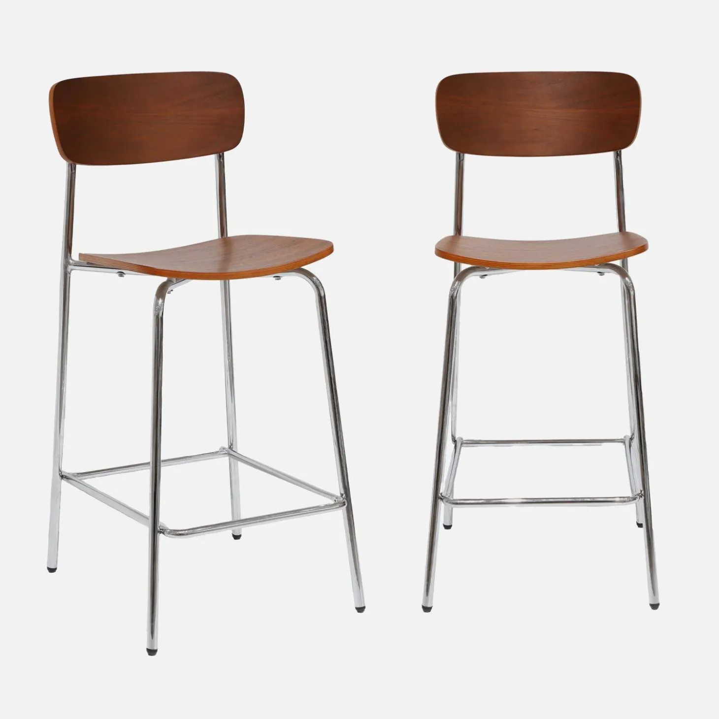 Taburete de bar vintage metal y contrachapado, set de 2