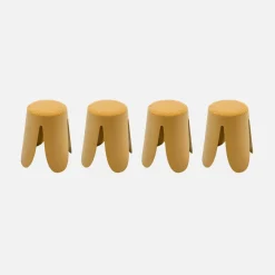Taburetes apilable de borreguito texturizado, set de 4