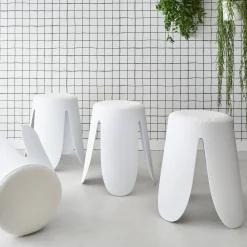 Taburetes apilable de borreguito texturizado, set de 4