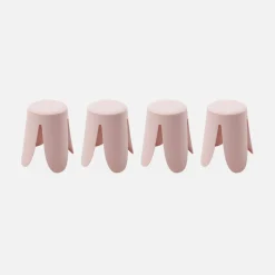 Taburetes apilable de borreguito texturizado, set de 4