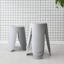 Taburetes apilable de borreguito texturizado, set de 4