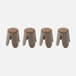Taburetes apilable de borreguito texturizado, set de 4