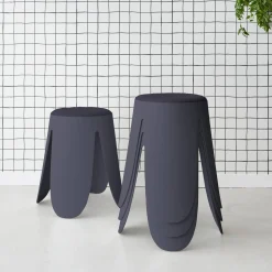Taburetes apilable de borreguito texturizado, set de 4