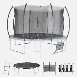 Trampolín 370cm red interior con pack de accesorios