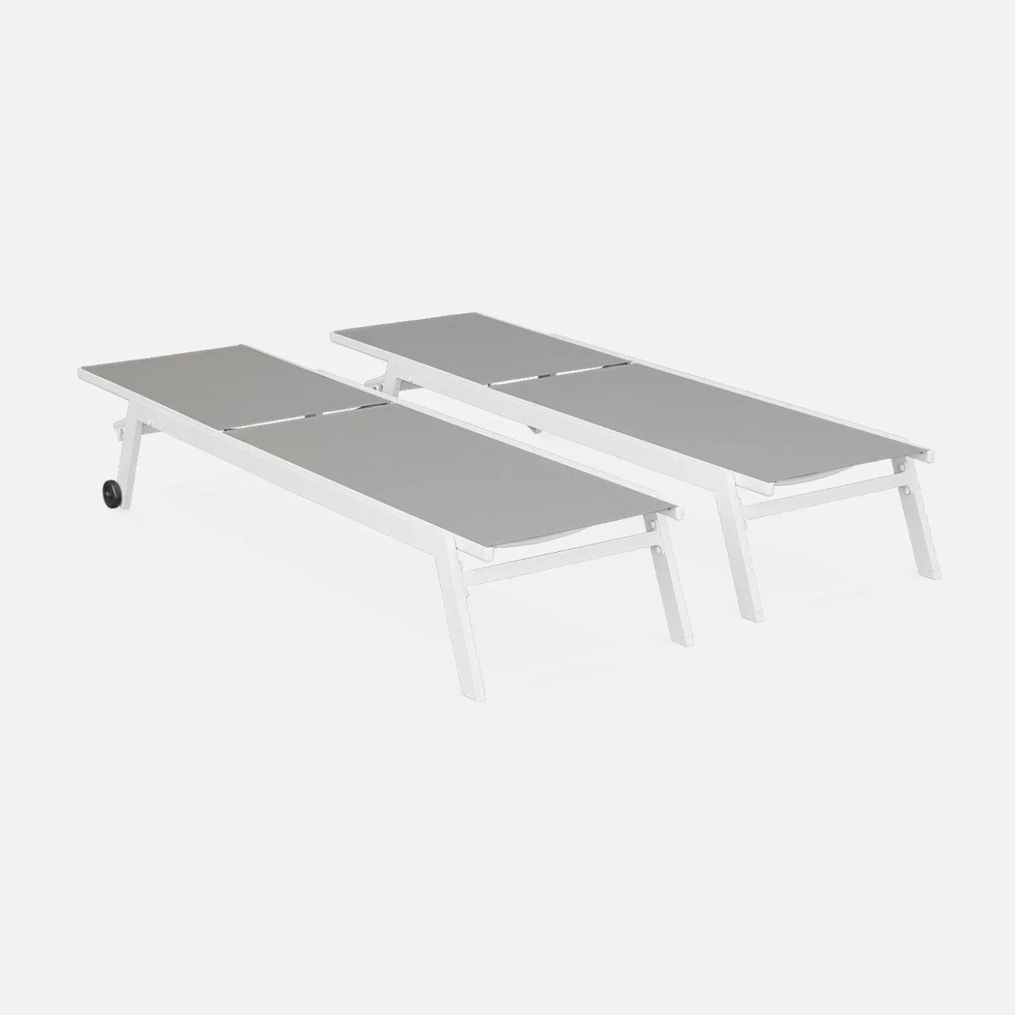 Tumbona de aluminio de multiposición con ruedas, set de 2