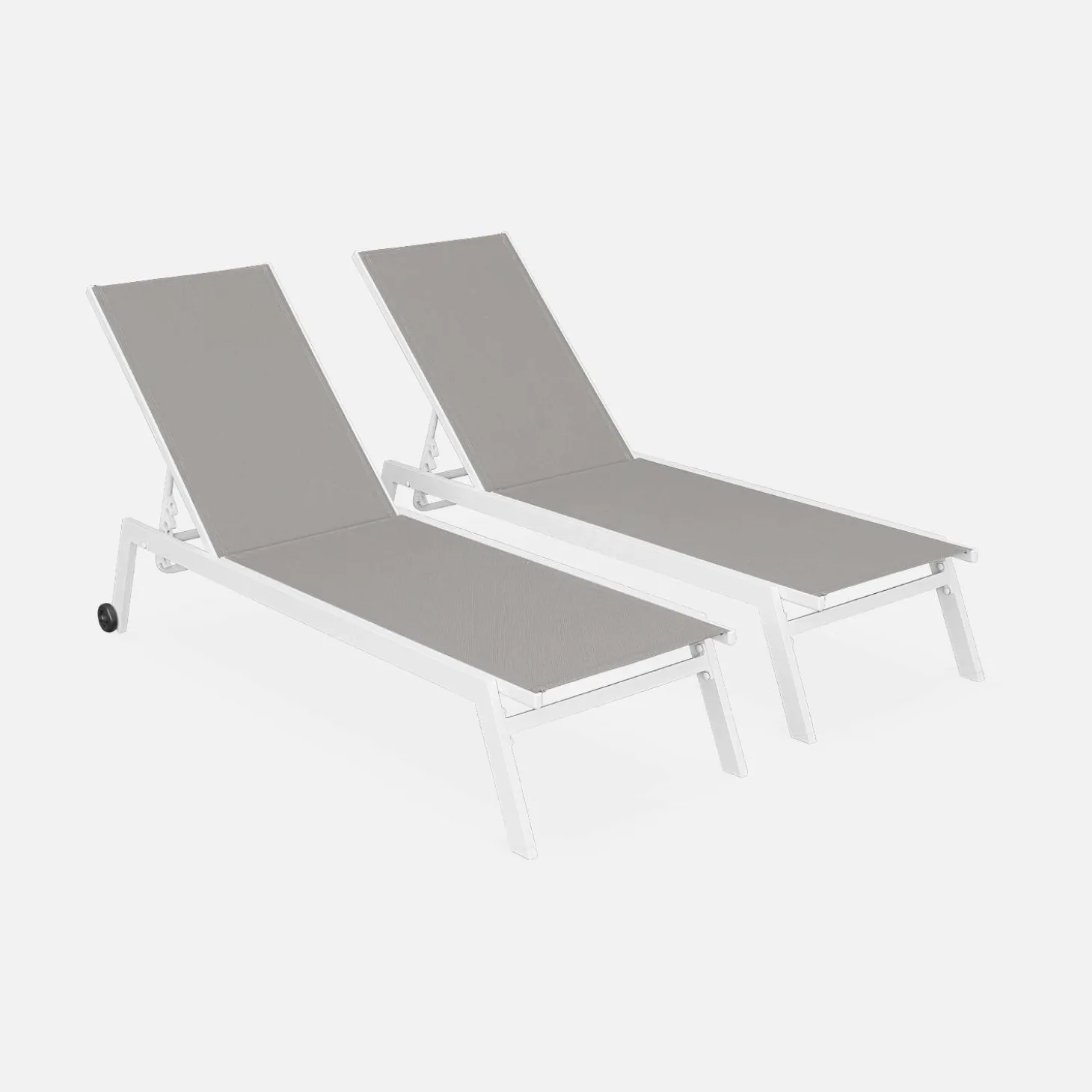 Tumbona de aluminio de multiposición con ruedas, set de 2