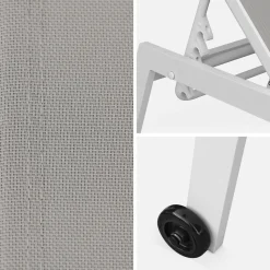 Tumbona de aluminio de multiposición con ruedas, set de 2