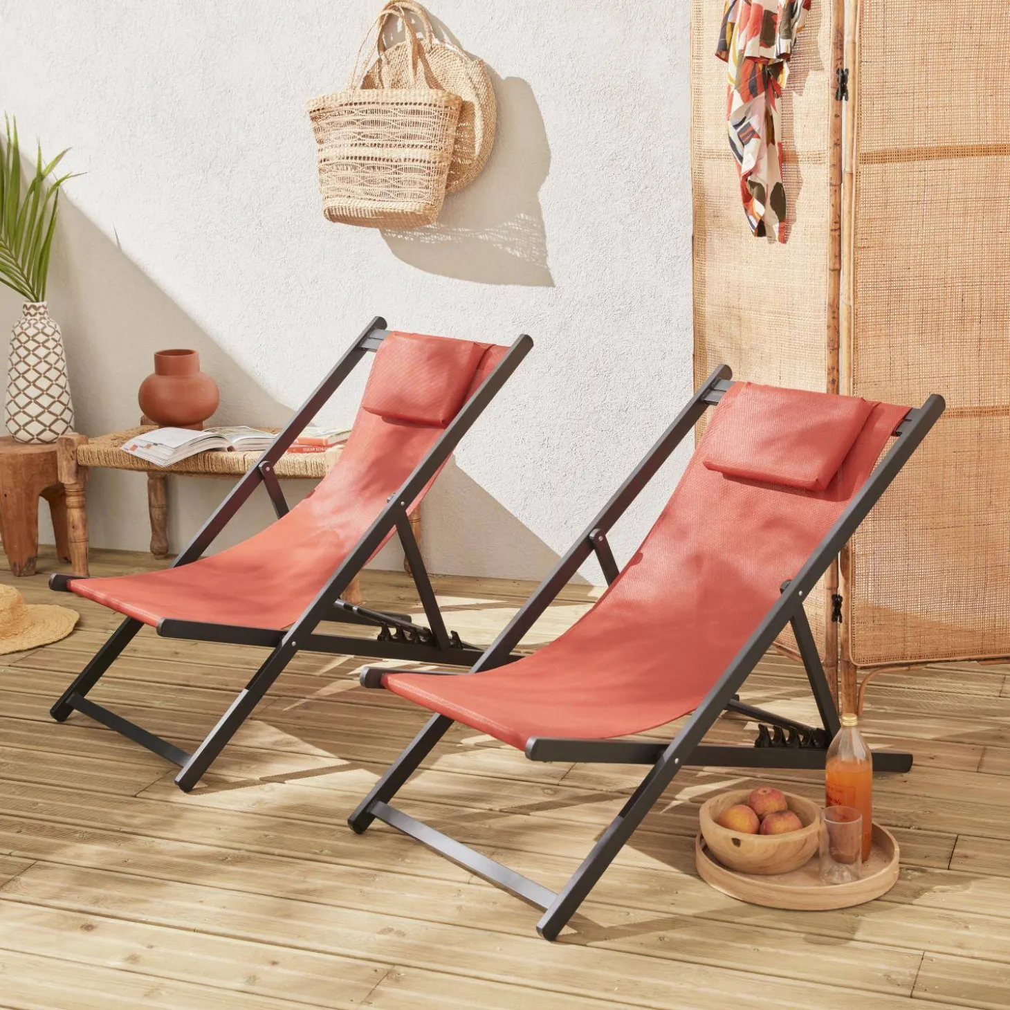 Tumbona de aluminio multi posiciones, set de 2