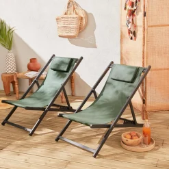 Tumbona de aluminio multi posiciones, set de 2