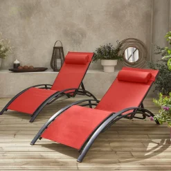 Tumbona de aluminio textileno, set de 2