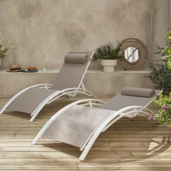 Tumbona de aluminio textileno, set de 2