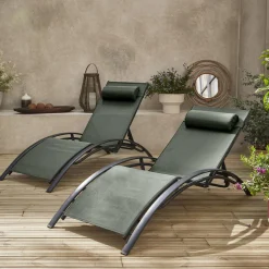 Tumbona de aluminio textileno, set de 2