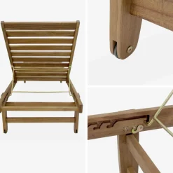Tumbona de madera con ruedas, set de 2