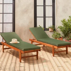 Tumbona de madera con ruedas, set de 2