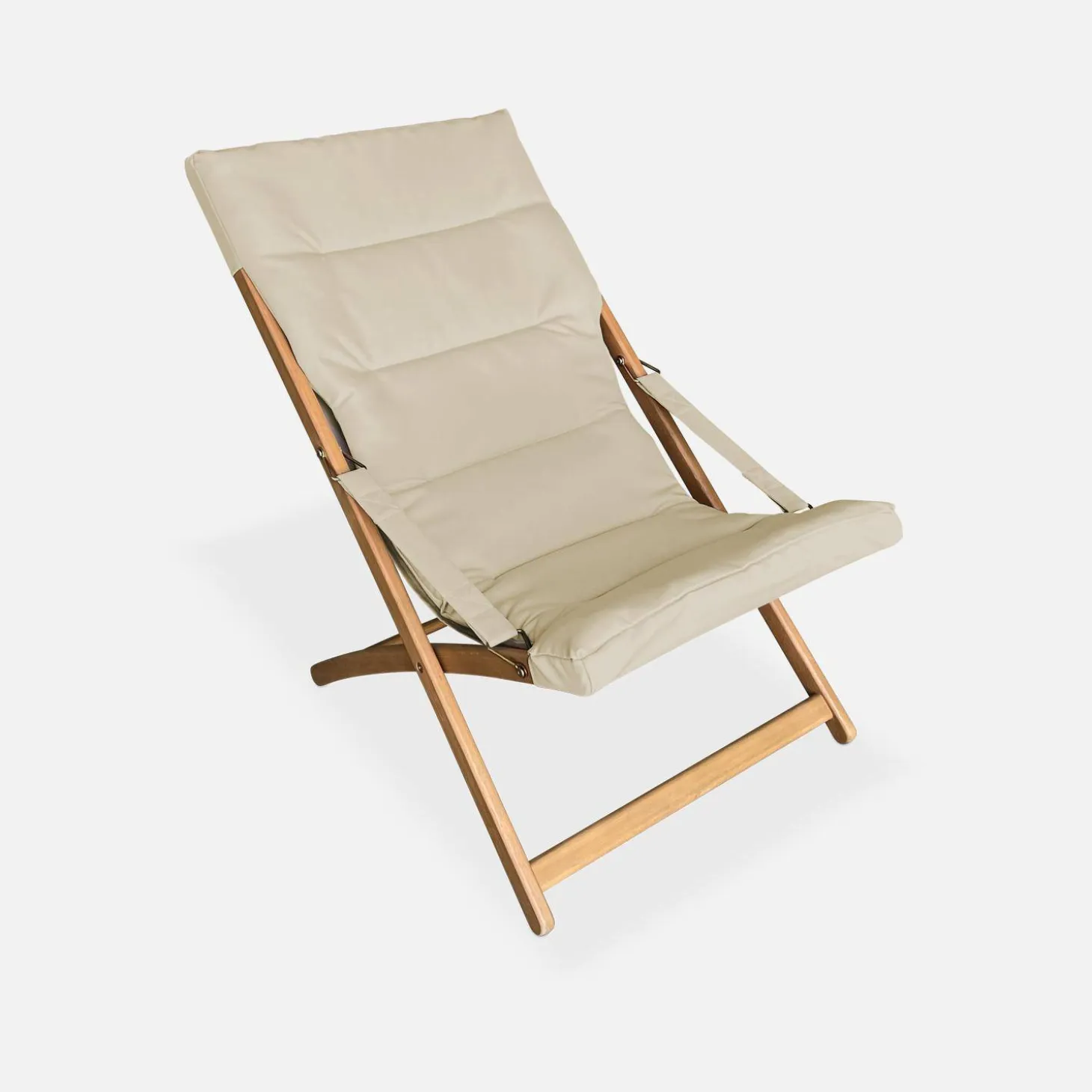 Tumbona de madera plegable con asiento acolchado, set de 2