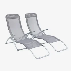 Tumbona plegable de textileno con 2 posiciones, set de 2