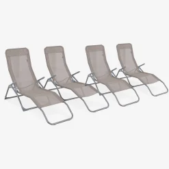 Tumbona plegable de textileno con 2 posiciones, set de 4