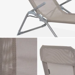 Tumbona plegable de textileno con 2 posiciones, set de 4
