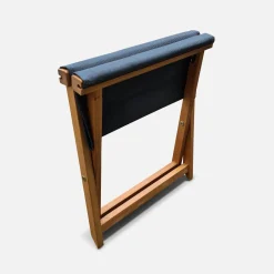 Tumbona y reposapiés de madera de eucalipto, set de 2