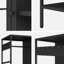 Vestidor armario industrial metal con barra + 5 espacios de almacenamiento