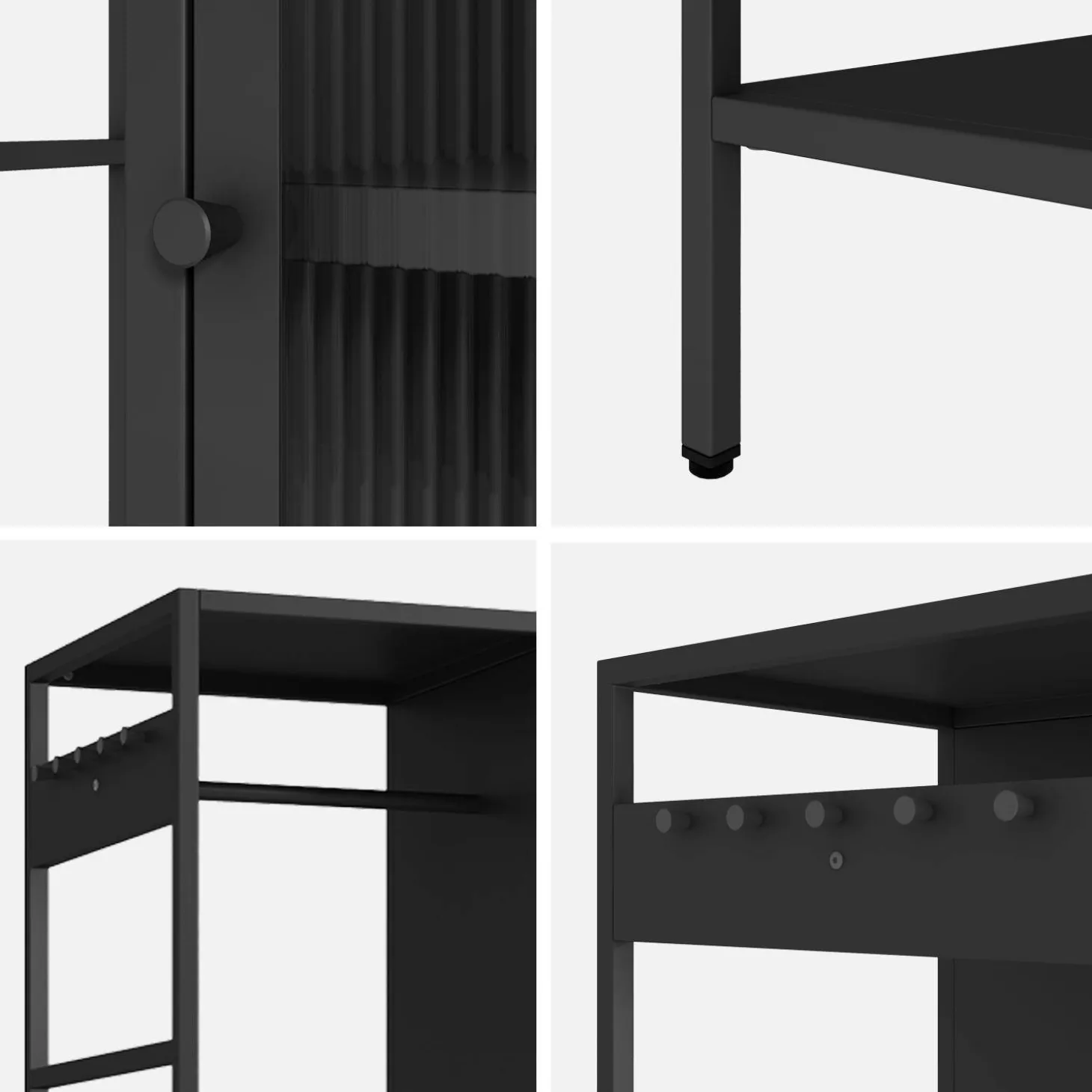 Vestidor armario industrial metal con barra + 5 espacios de almacenamiento