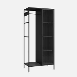 Vestidor armario industrial metal con barra + 5 espacios de almacenamiento
